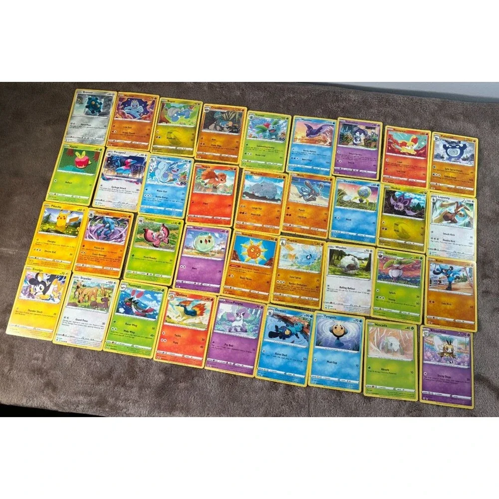 Pokemon TCG 36 Card Lot Pikachu Riolu Wartortle Ivysaur Modern Common Uncommon